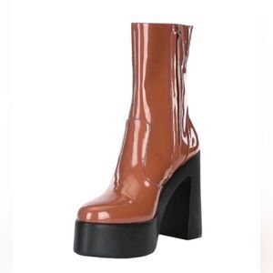 Gianni Bini Rust Patent Platform Ankle Boots